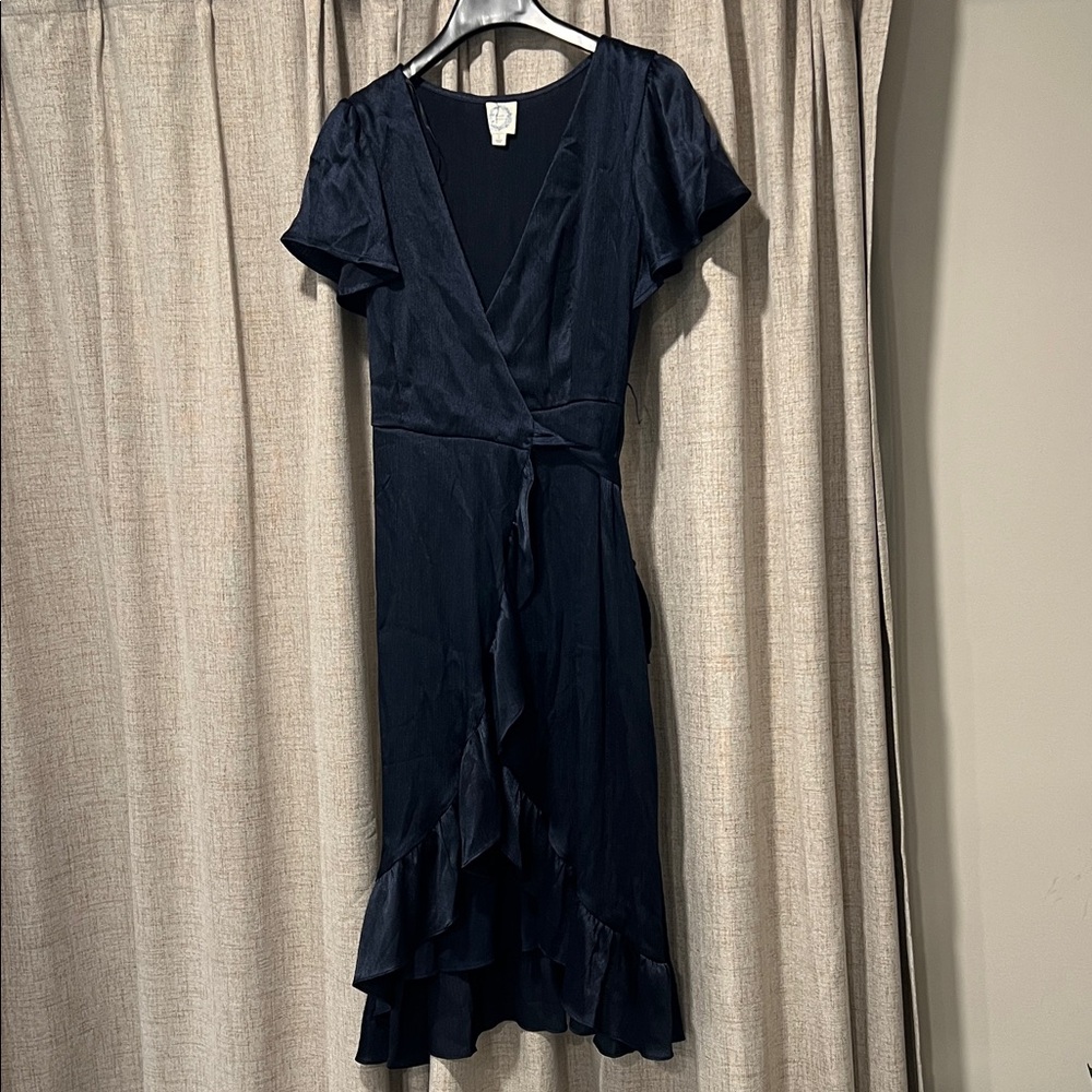Blue Rain Shimmery Navy Wrap Dress Women’s S